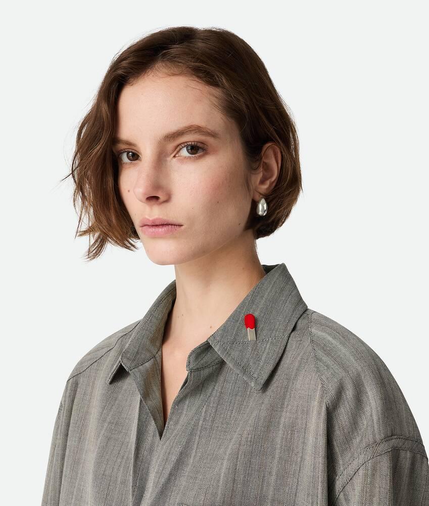Women's Wool Subtle Stripe Shirt in Vulcano/bean melange Product Image