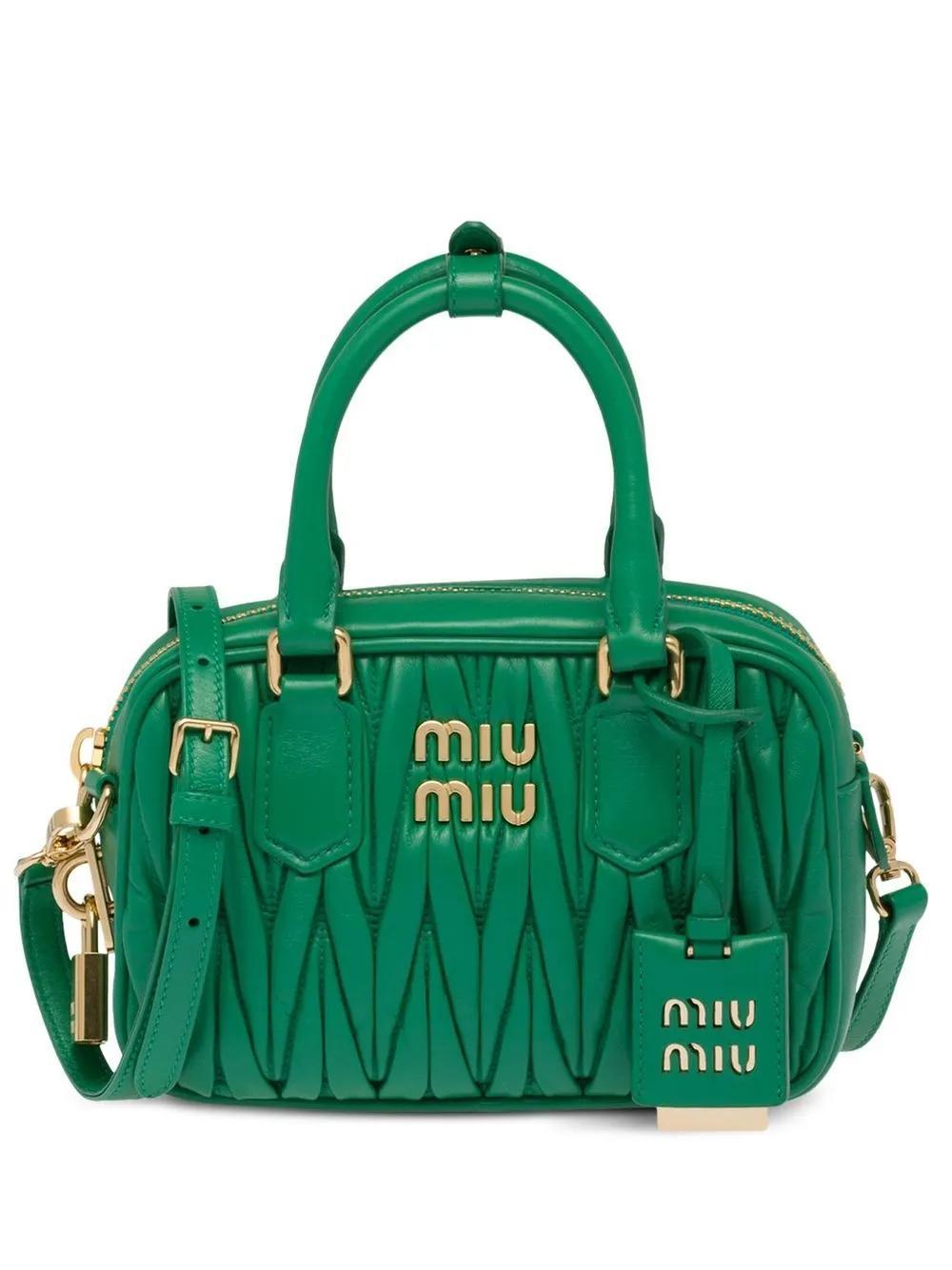 MIU MIU Matelasse Nappa Leather Small Crossbody Bag In F0458 Mango Product Image