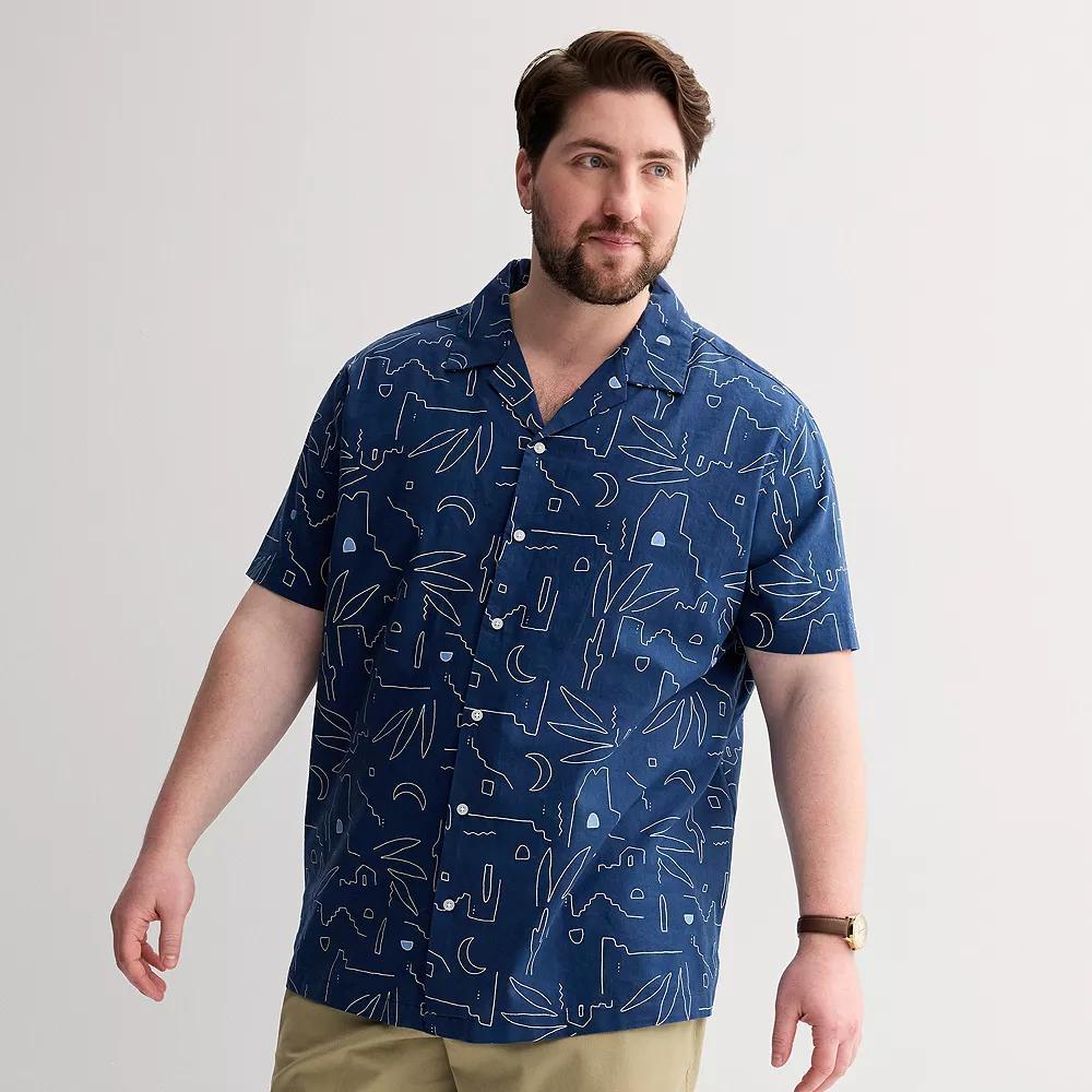 Big & Tall Sonoma Goods For Life® Short Sleeve Vacation Button-Down Shirt, Men's, Size: Large Tall, Blue Abode Product Image