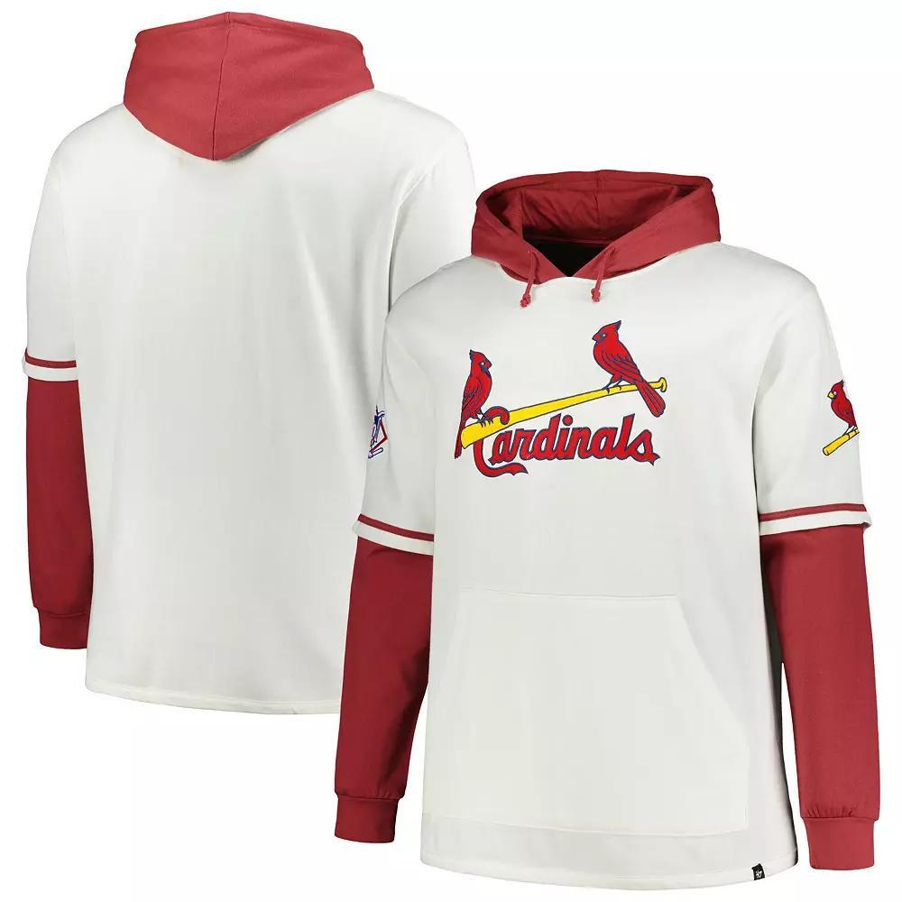 Men's '47 White/Red St. Louis Cardinals Big & Tall Trifecta Shortstop Pullover Hoodie, Size: 3XB Product Image