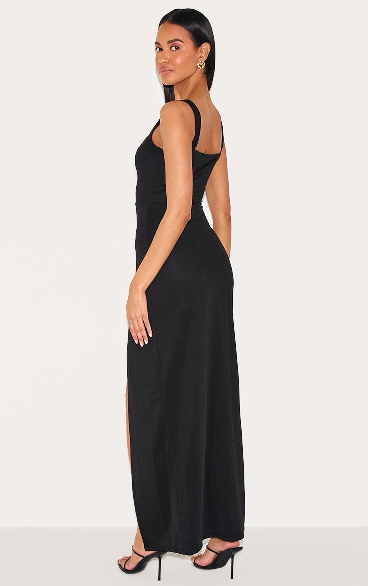 Black Straight Neck Maxi Dress Product Image