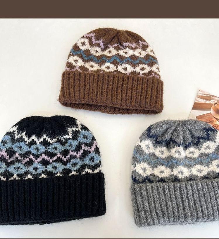 Patterned Knit Beanie Product Image