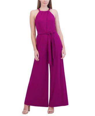 Vince Camuto Womens Tie-Waist Wide-Leg Jumpsuit Product Image