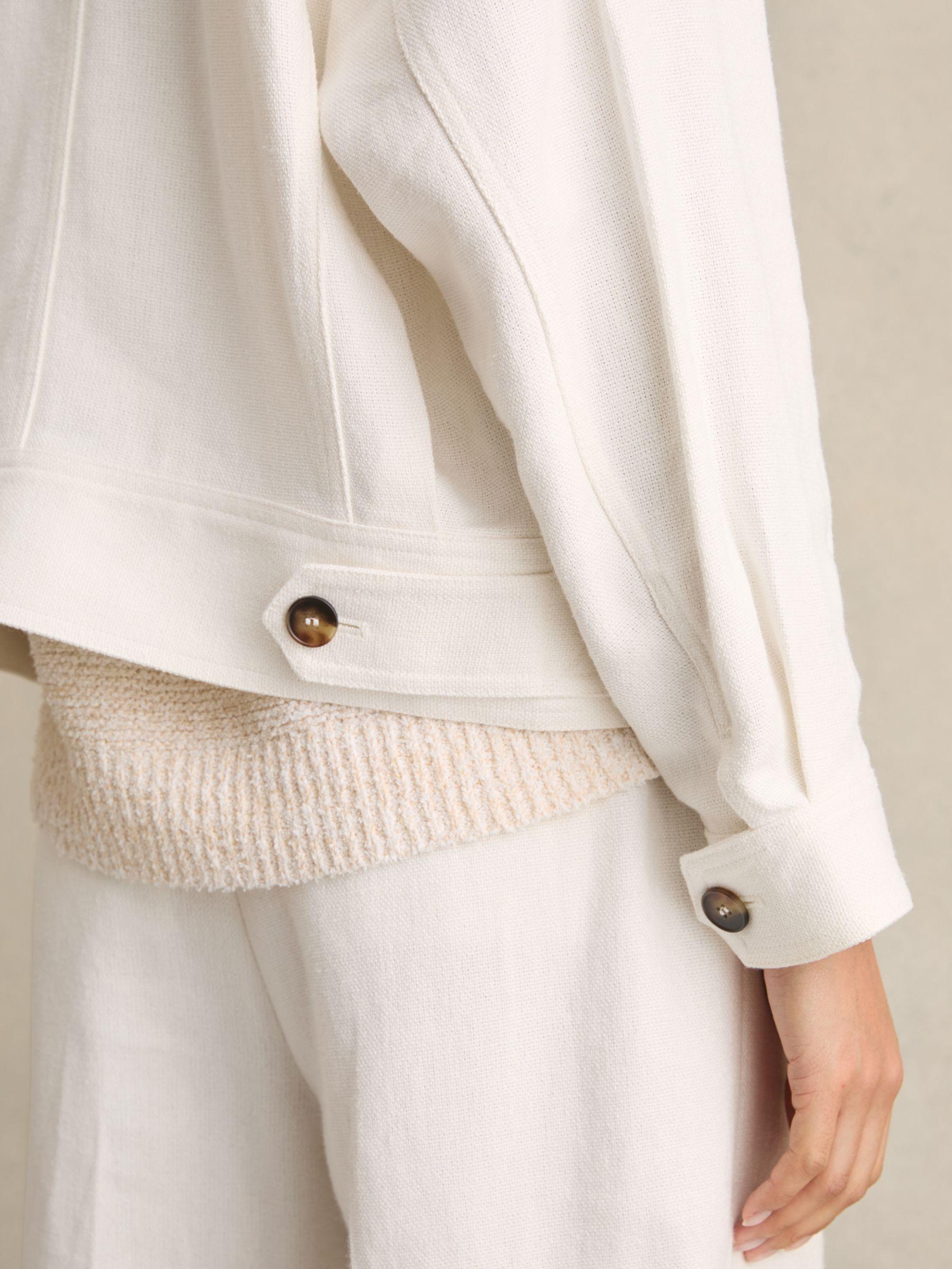 Linen-Blend Twin-Pocket Jacket in White Product Image