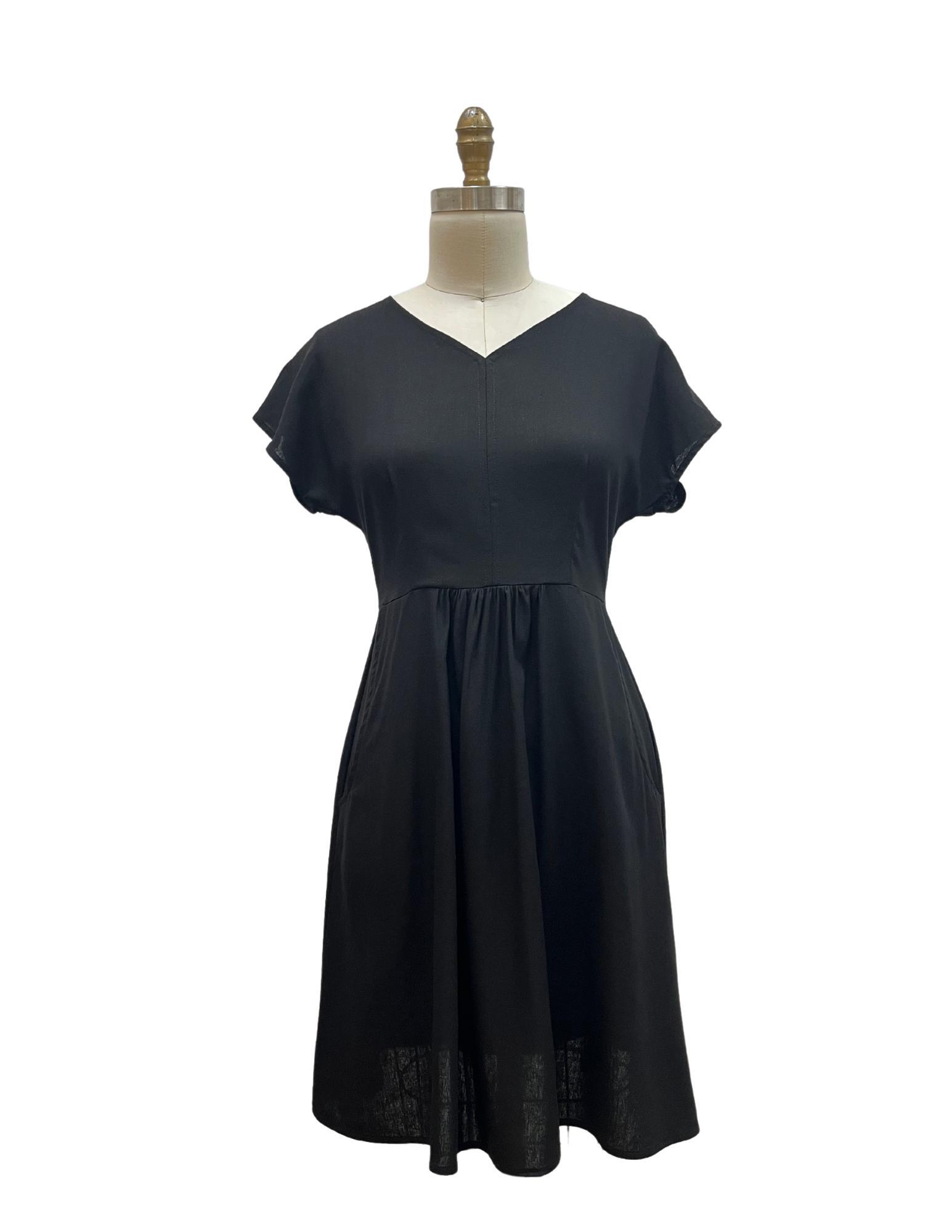 Dolman Dress in Black Linen Product Image