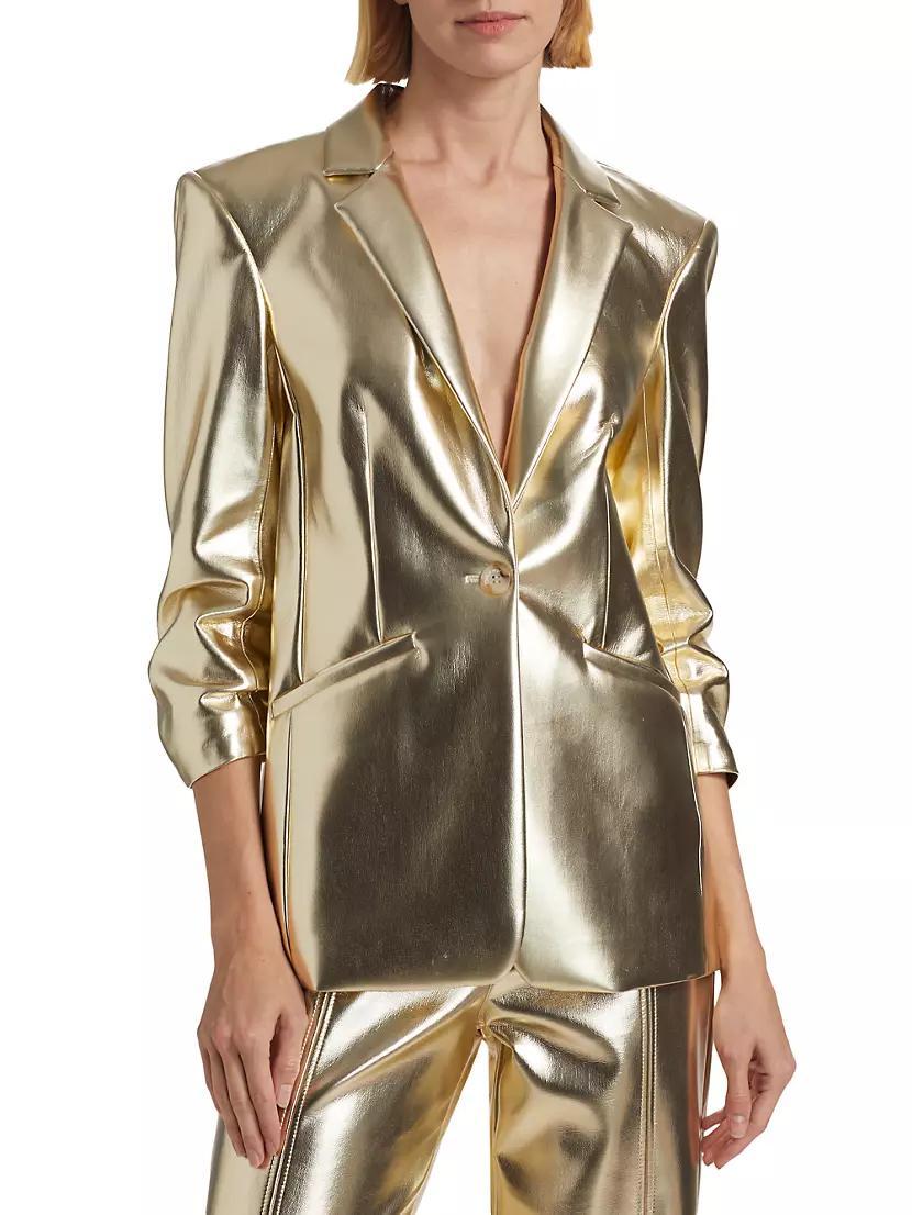 Khloe Metallic Faux Leather Blazer Product Image