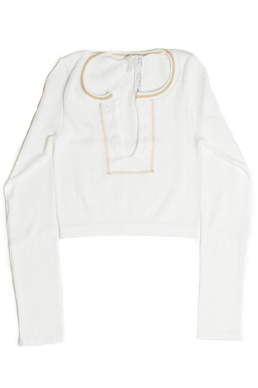 Sporty Notch Neck Long Sleeve Shirt Product Image