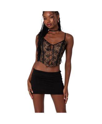 Edikted Womens Adira Lace Keyhole Coreset Top Product Image