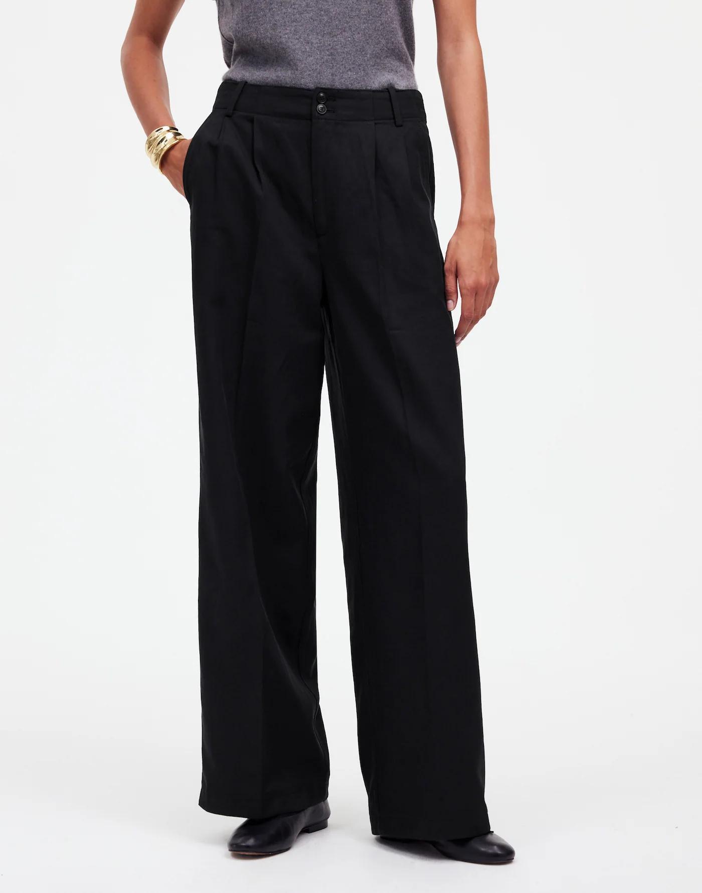 The Petite Harlow Wide-Leg Pant in Drapey Twill Product Image