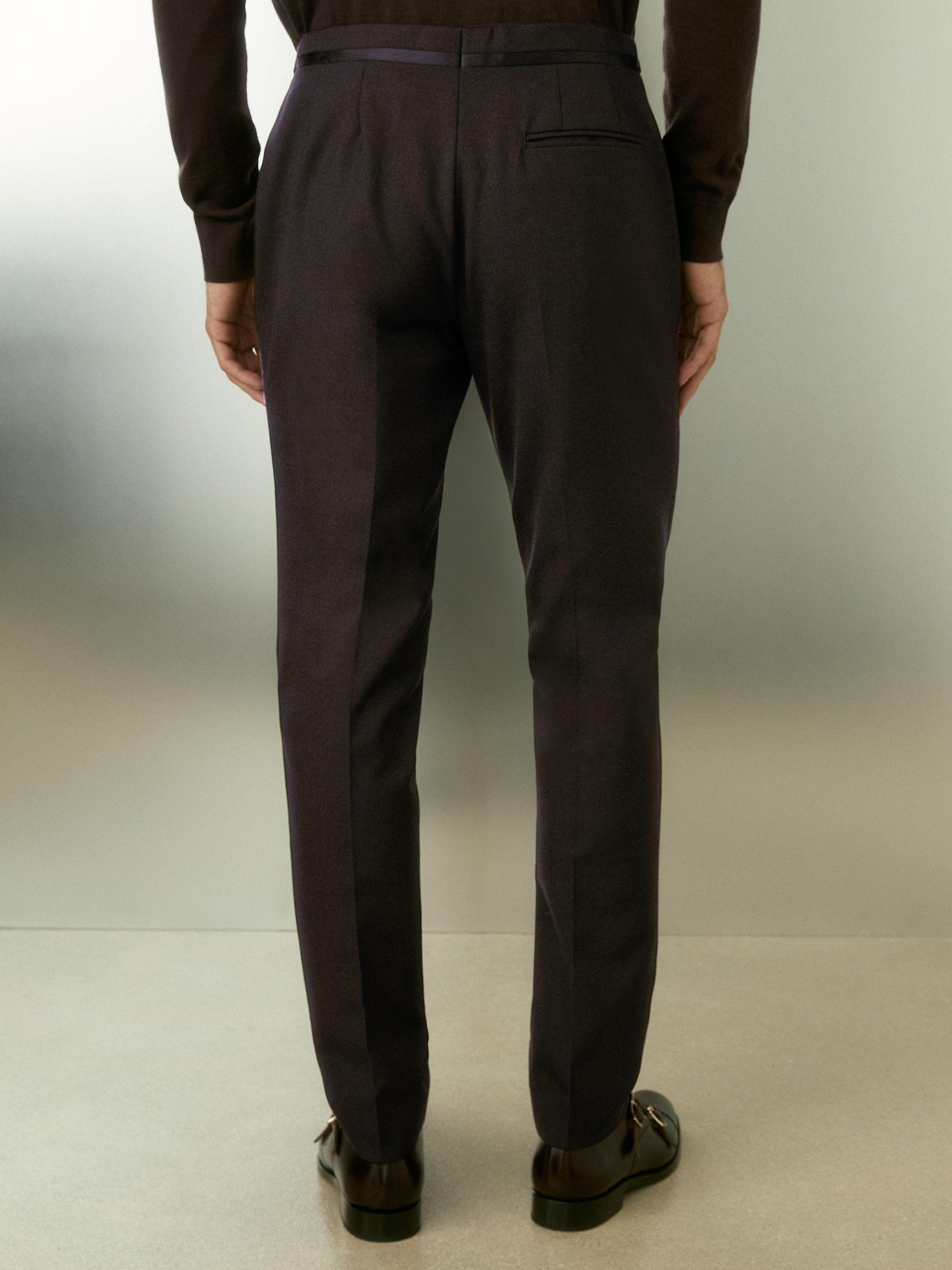 Wool Tuxedo Trousers Slim Fit in Brown Product Image