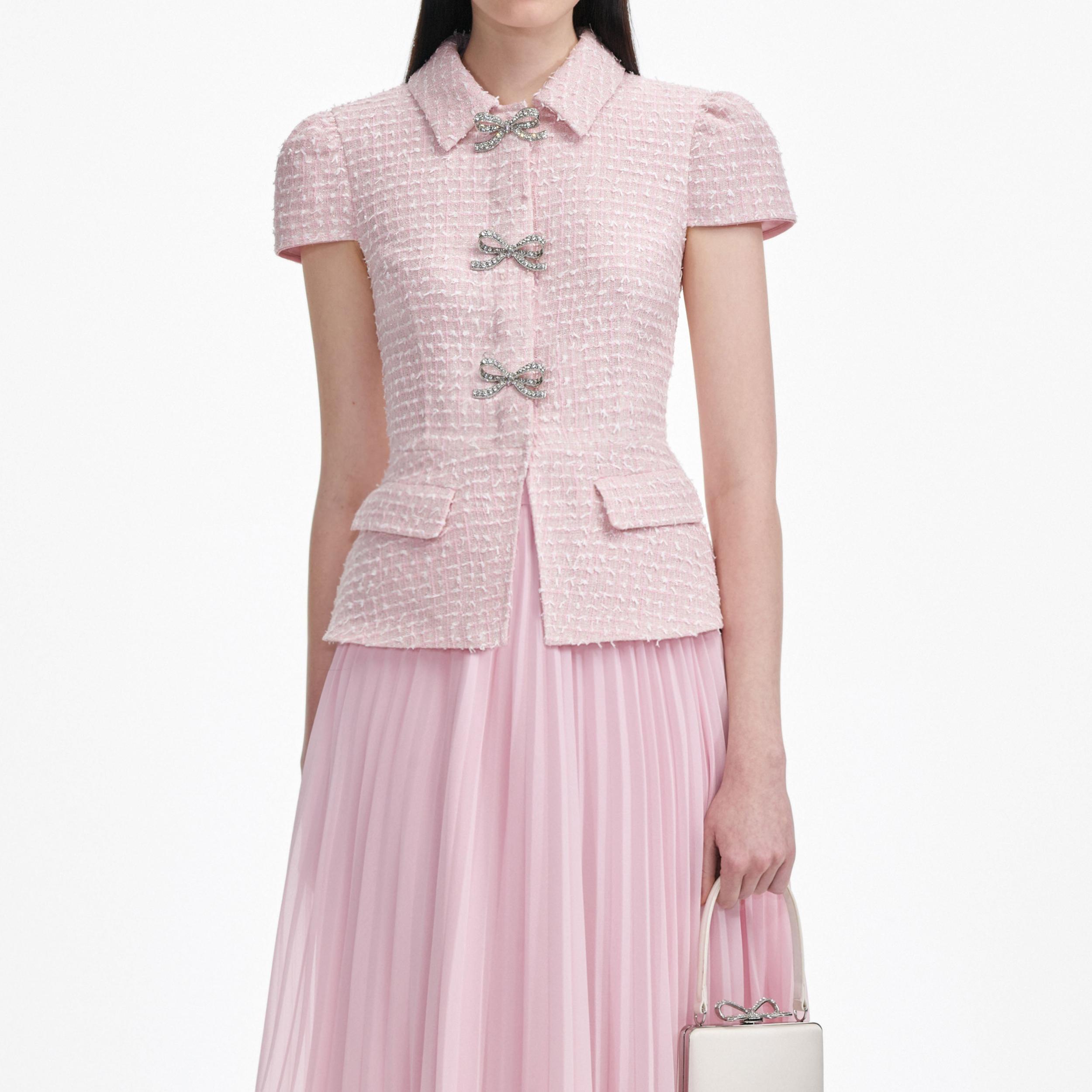 Pink Boucle Midi Dress Product Image