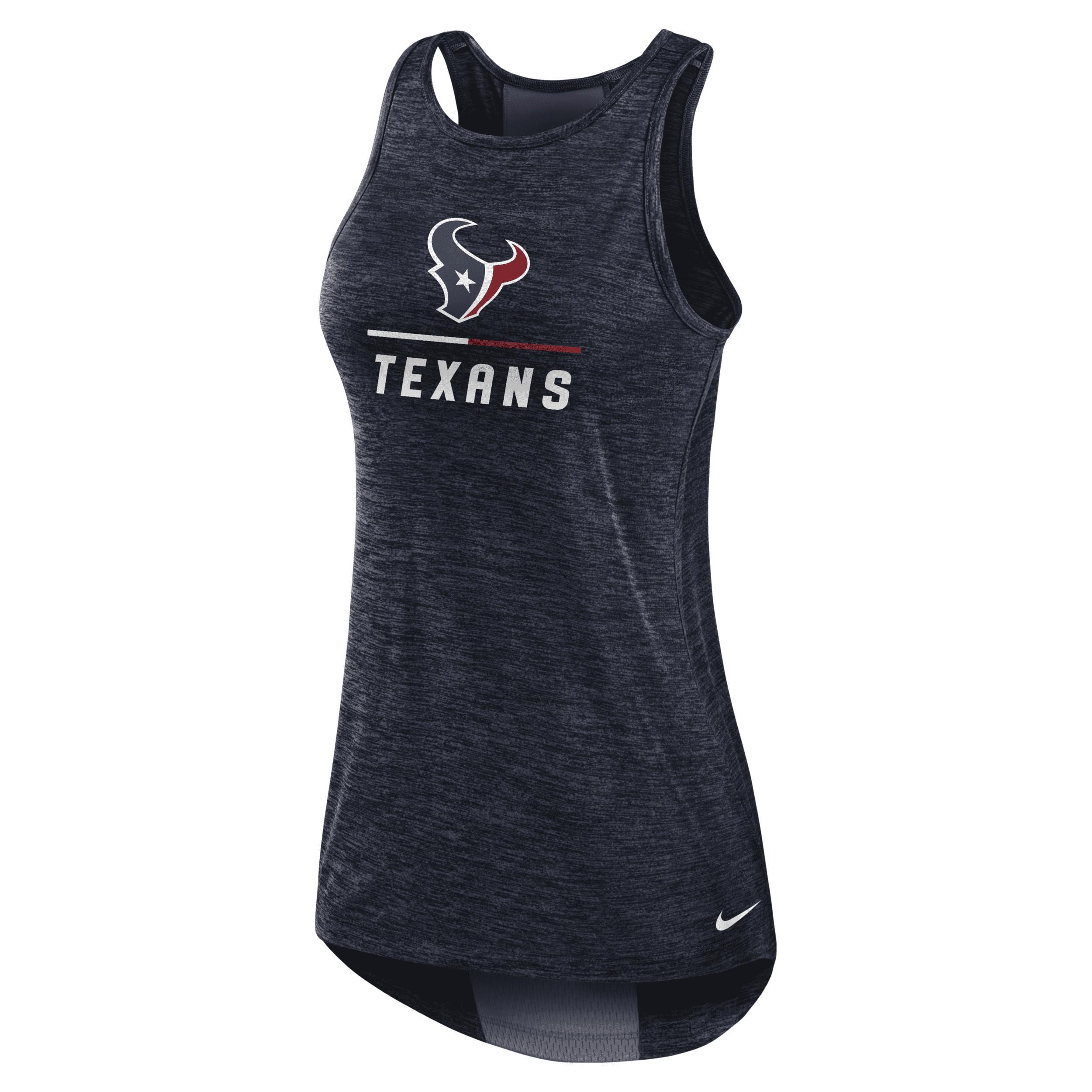 Women's Nike Navy Houston Texans High Neck Performance Tank Top, Size: Medium, Blue Product Image