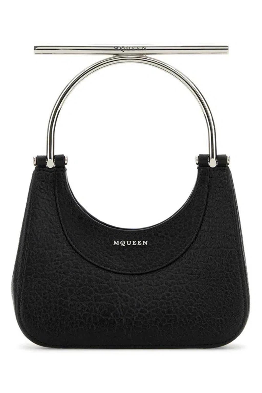 ALEXANDER MCQUEEN Black Leather Mini Cross-bar Handbag Product Image