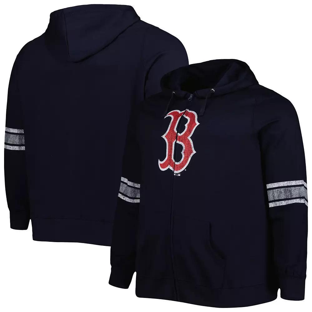 Women's Navy/Heather Gray Boston Red Sox Plus Size Front Logo Full-Zip Hoodie, Size: 1XL, Blue Product Image