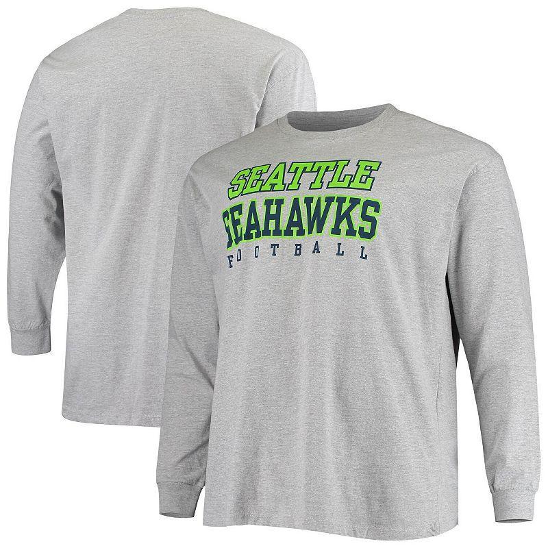 Mens Fanatics Branded Heathered Gray Seattle Seahawks Big & Tall Practice Long Sleeve T-Shirt Product Image