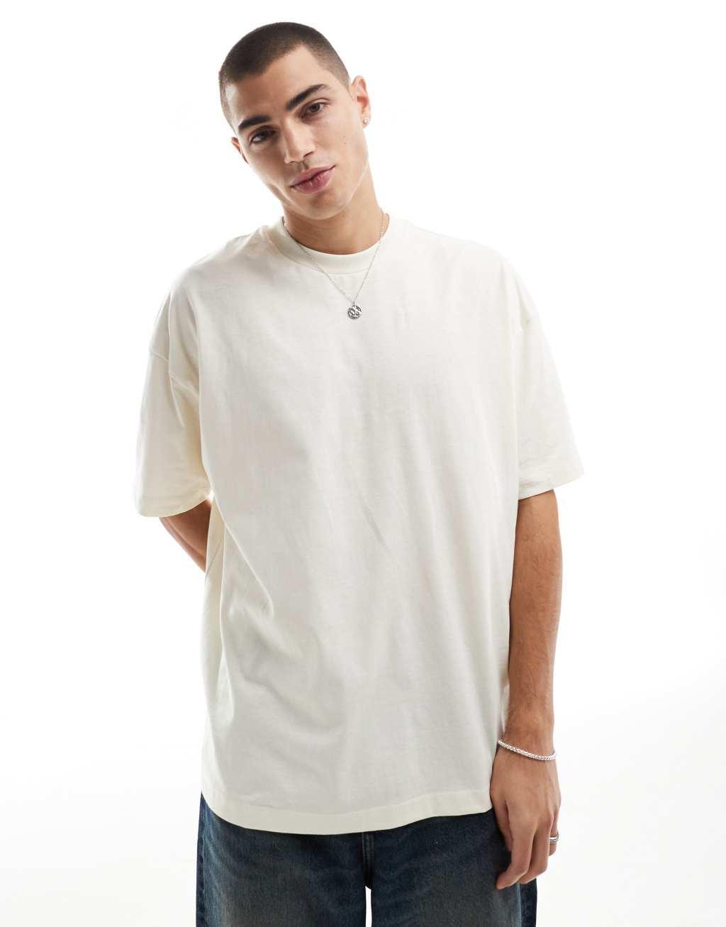 ASOS DESIGN oversized t-shirt in cream with back print Product Image