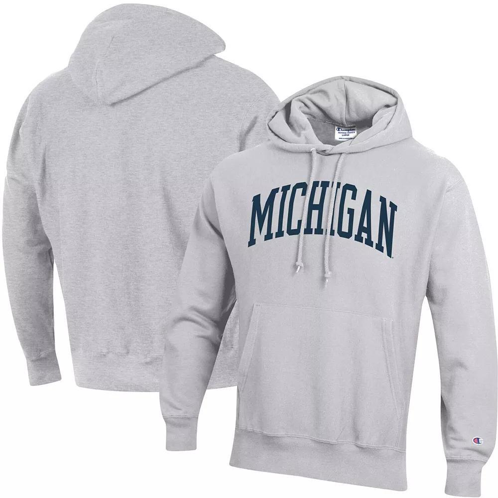 Men's Champion Heathered Gray Michigan Wolverines Team Arch Reverse Weave Pullover Hoodie, Size: 2XL, Grey Product Image