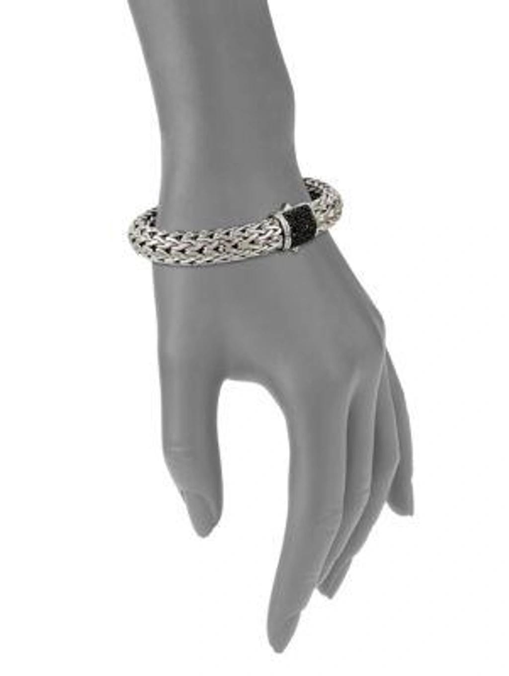 JOHN HARDY Classic Chain Sterling Silver Lava Large Bracelet With Black Sapphire In Silver Black Product Image