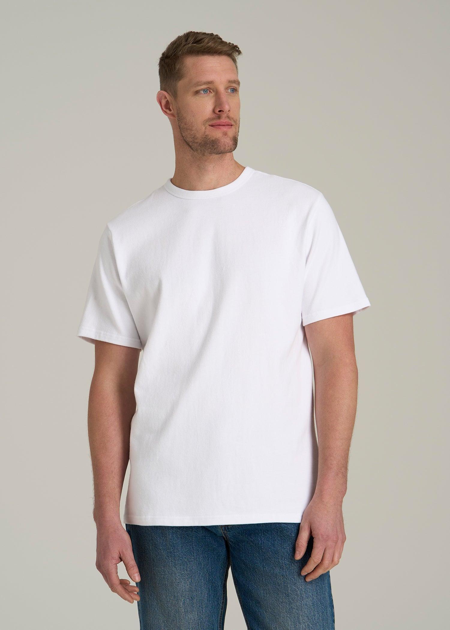 LJ&S Heavyweight Relaxed Fit Tee for Tall Men in White Male Product Image