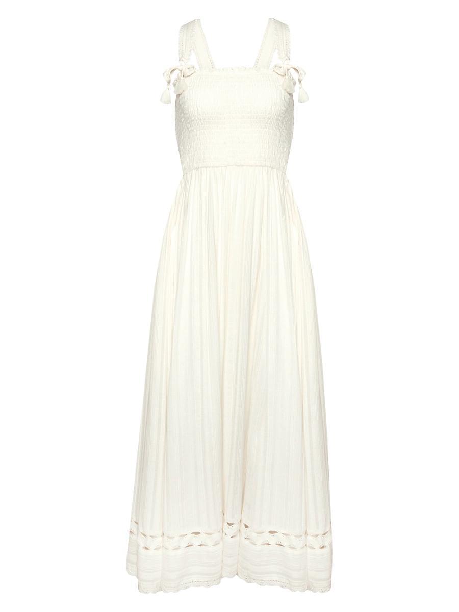 Womens Jo Eyelet-Trimmed Smocked Maxi Dress Product Image