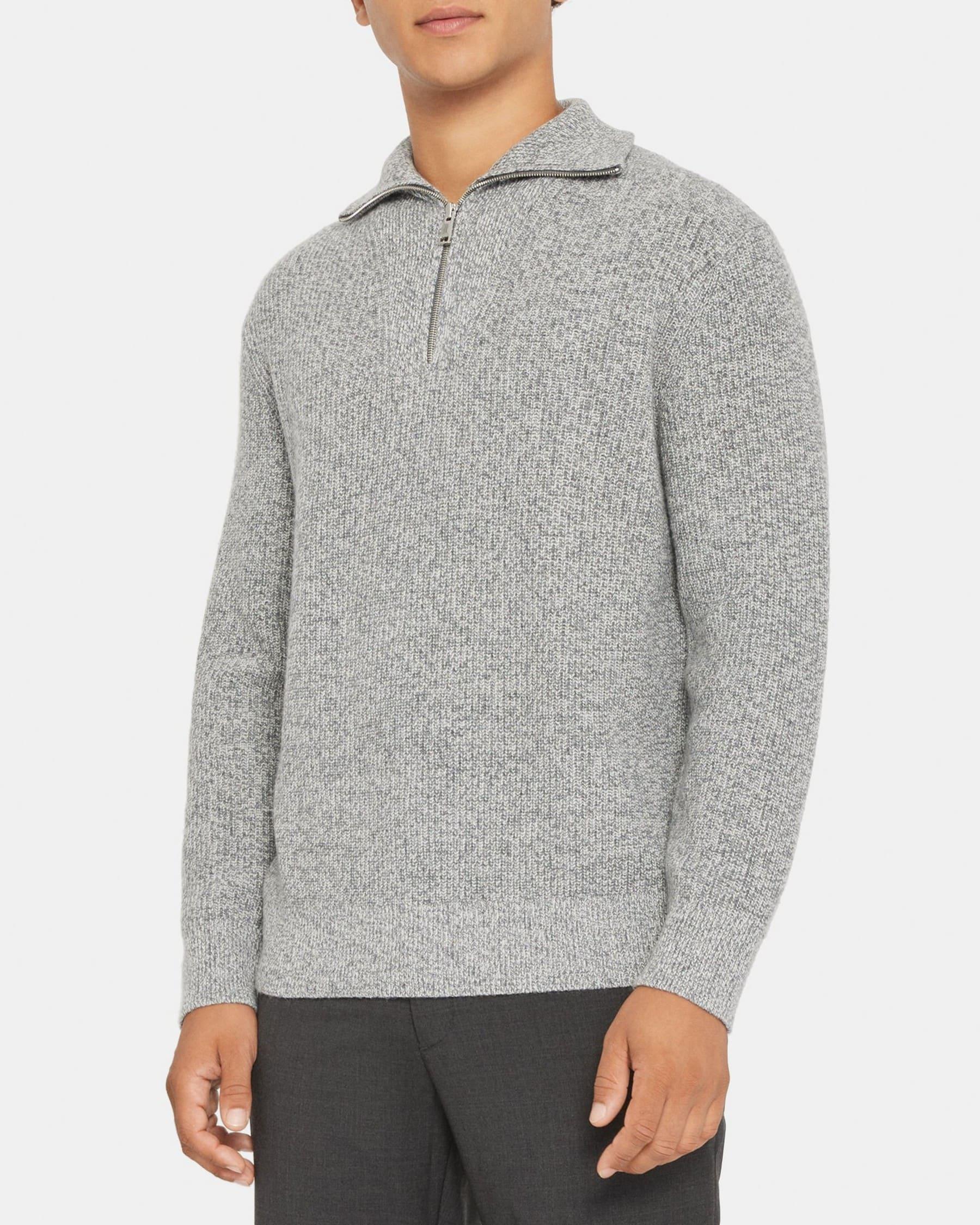 Quarter-Zip Mock Neck Sweater in Wool-Cashmere Product Image