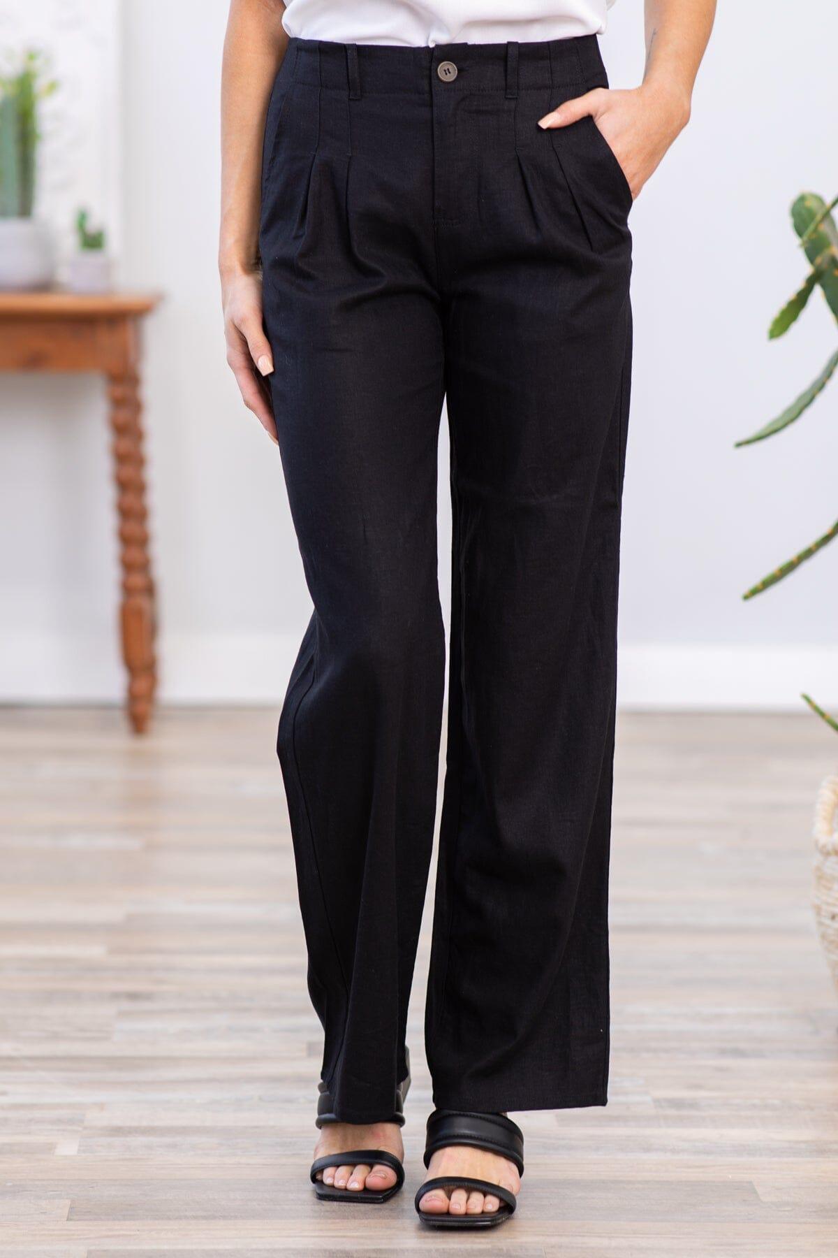 Black Wide Leg Trouser Pants Product Image