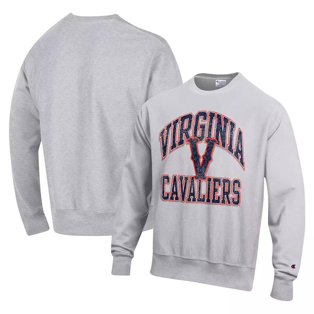 Men's Champion Heather Gray Virginia Cavaliers Vault Late Night Reverse Weave Pullover Sweatshirt,  Product Image