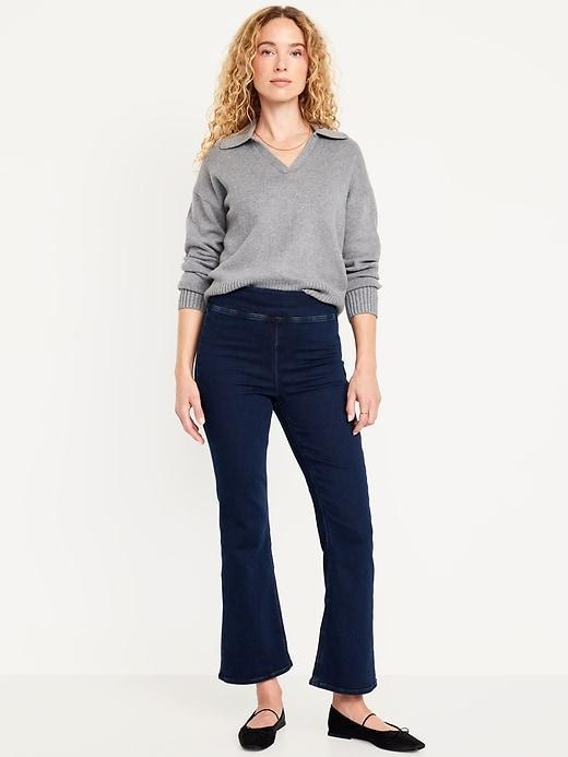 High-Waisted Weekender Pull-On Crop Flare Jeans Product Image