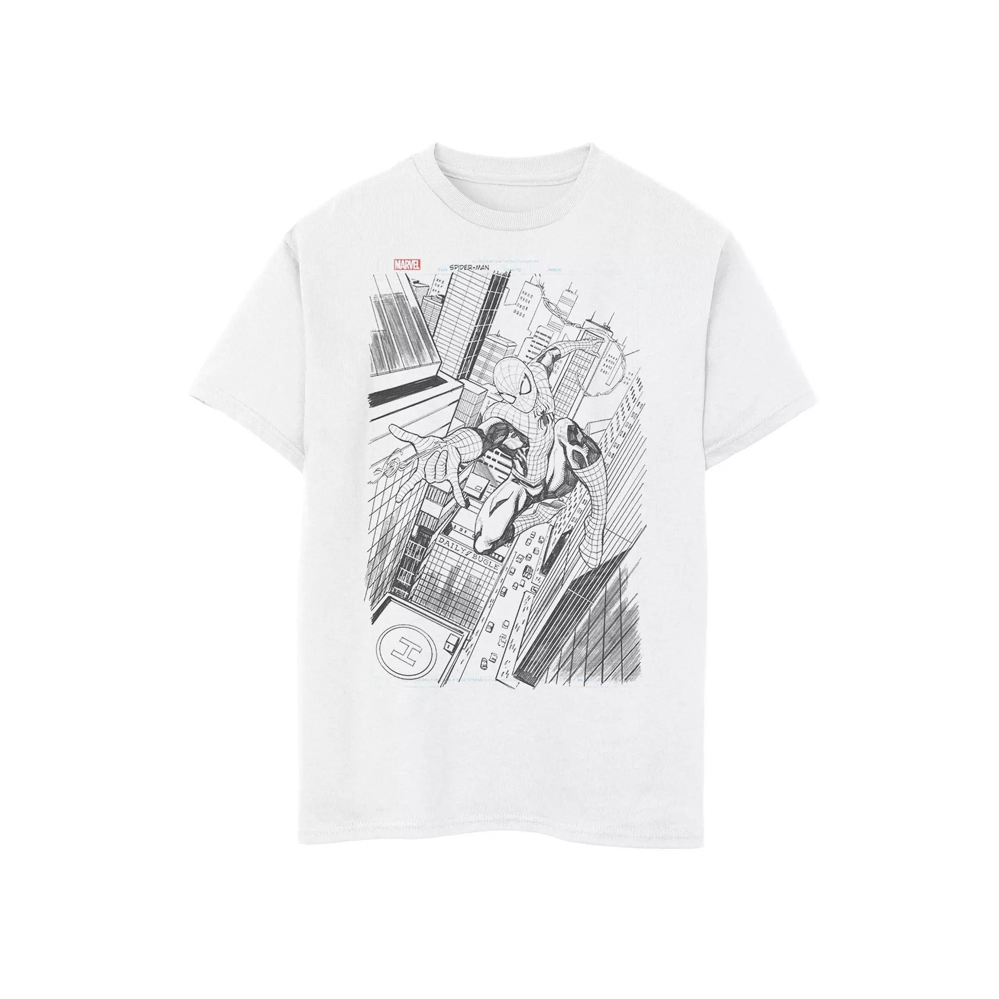 Boys 8-20 Marvel Spider-Man City Web Slinging Sketch Tee, Boy's,  Product Image