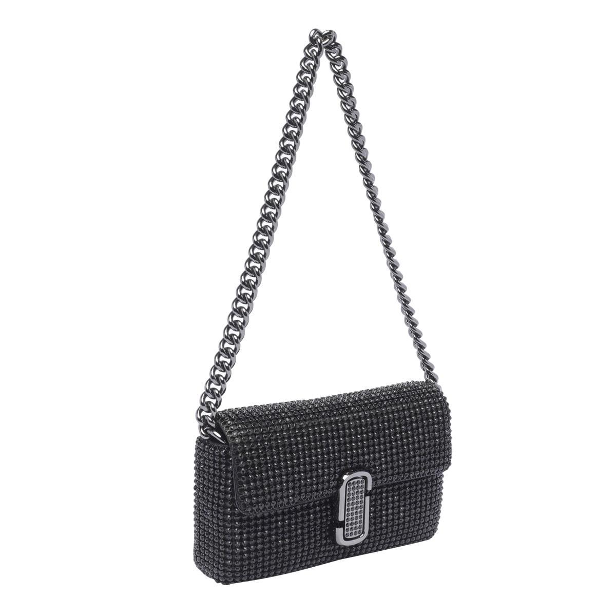 MARC JACOBS The Rhinestone J Marc Mini Shoulder Bag In Black Product Image