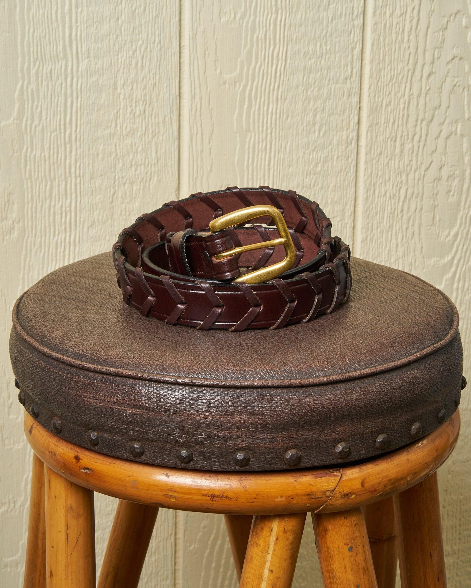 Laced Snap-Buckle Belt in Havana Product Image