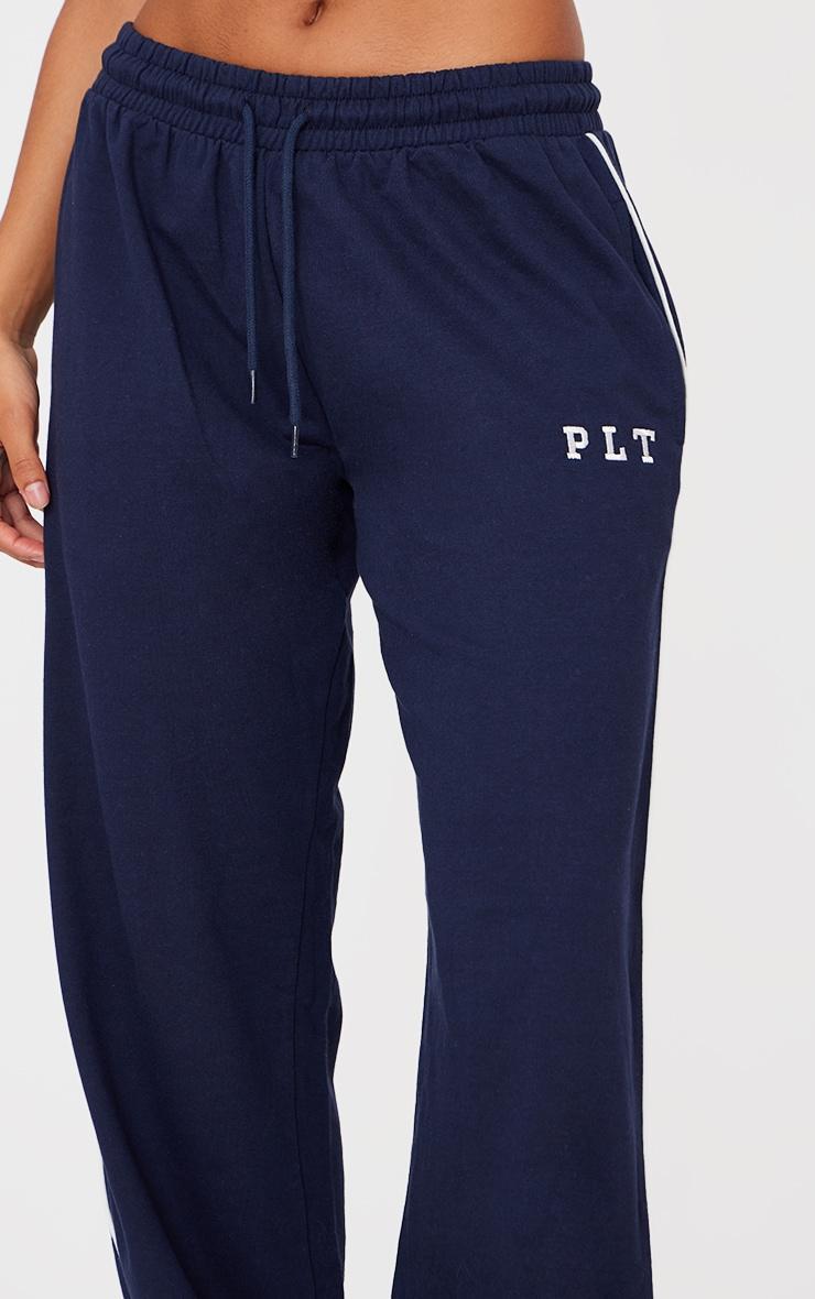 PRETTYLITTLETHING Navy Contrast Binding Wide Leg Sweatpants Product Image