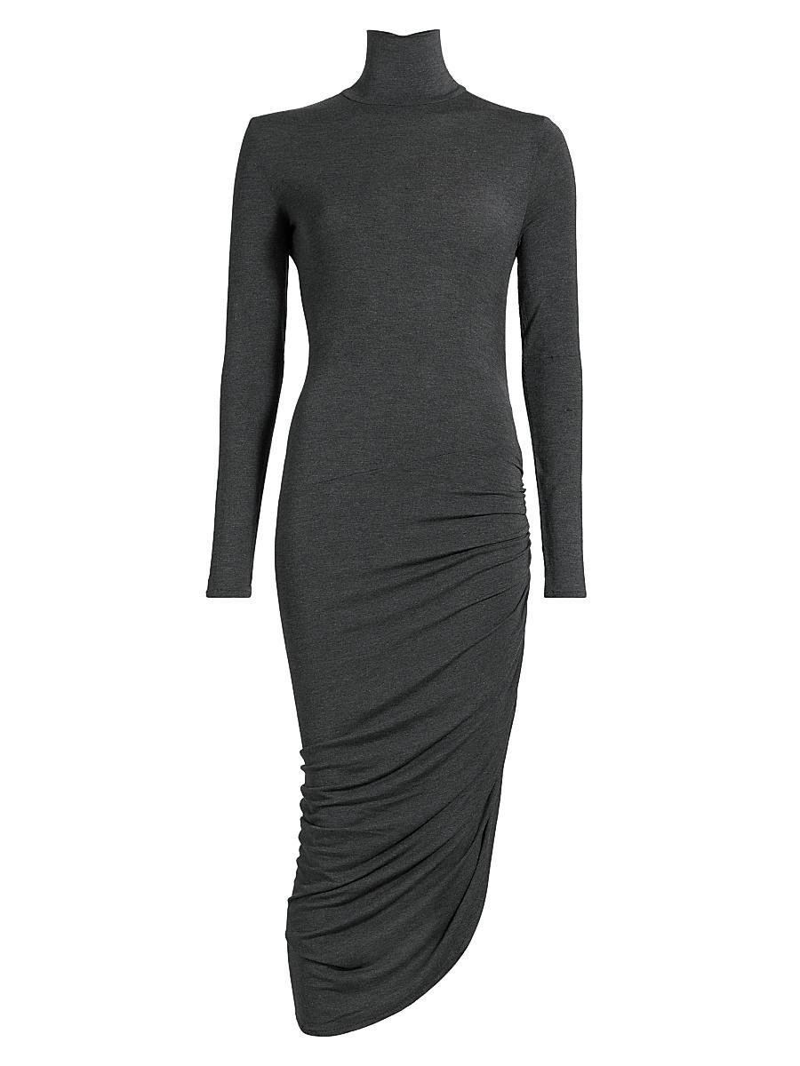 Womens Draped Turtleneck Midi-Dress Product Image