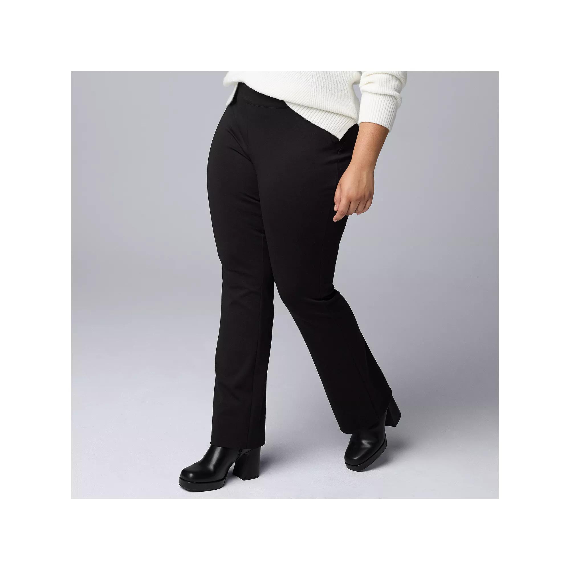 Plus Size Simply Vera Vera Wang Mid-Rise Pull On Ponte Pants, Women's, Size: 4XL LONG, Black Product Image