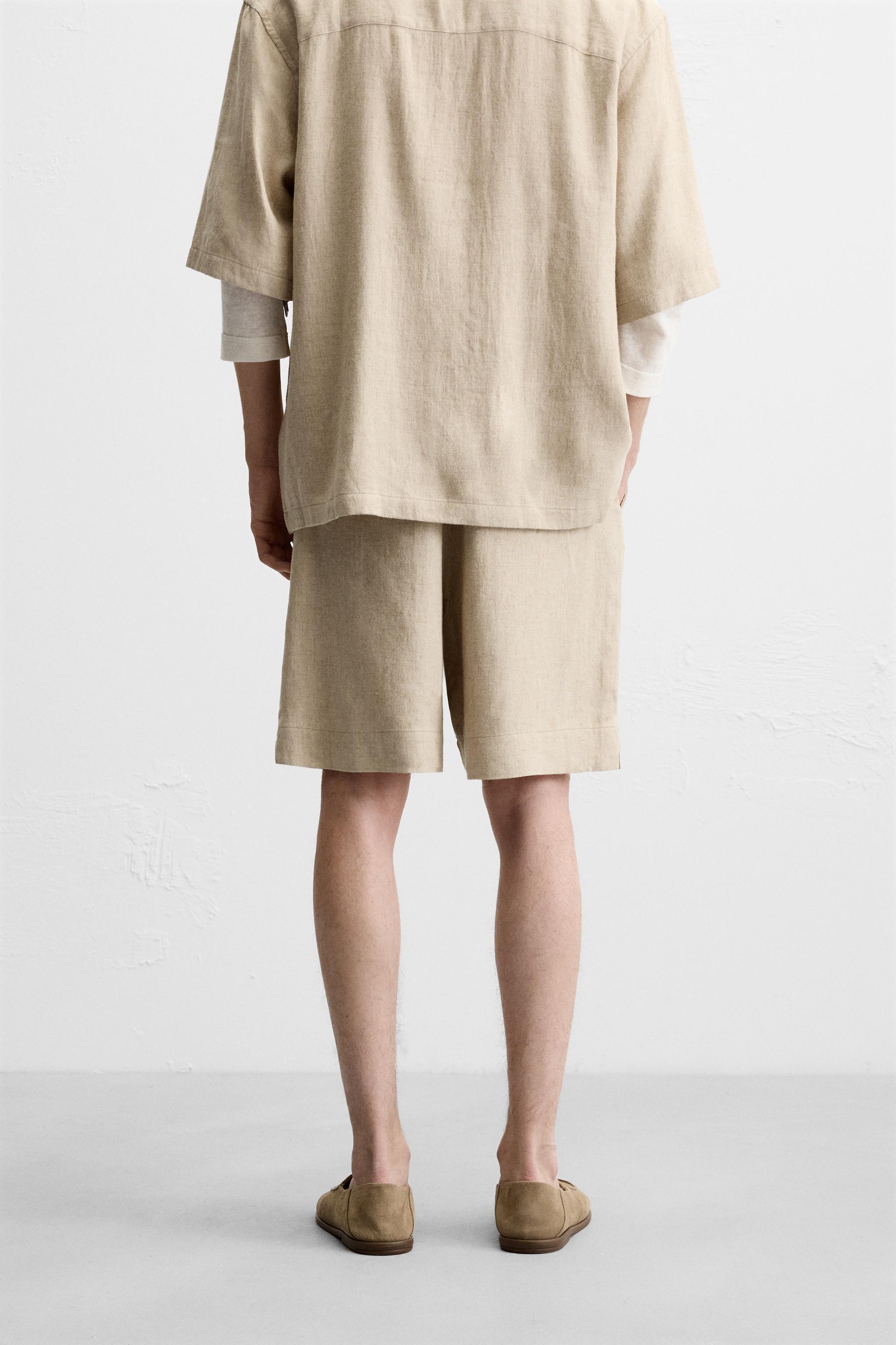 LINEN-VISCOSE OVERSIZED SHORTS Product Image