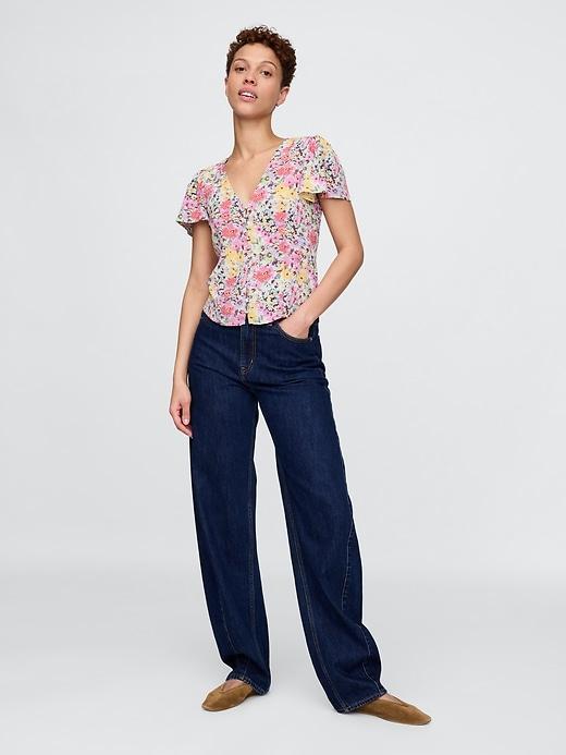 Crepe Flutter-Sleeve Top Product Image