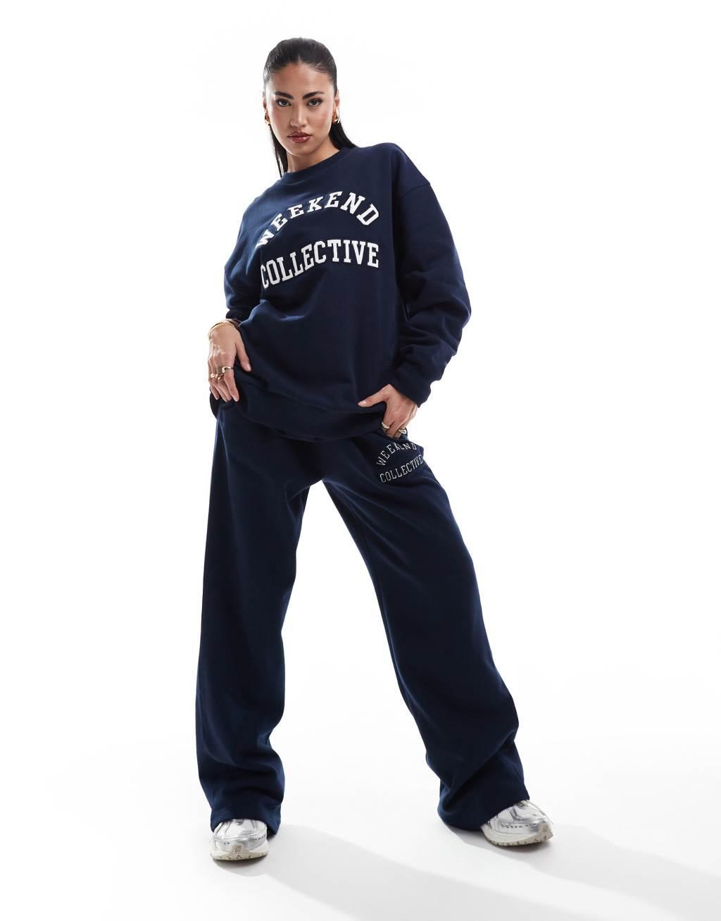 Weekend Collective oversized sweatshirt with logo in navy - part of a set Product Image