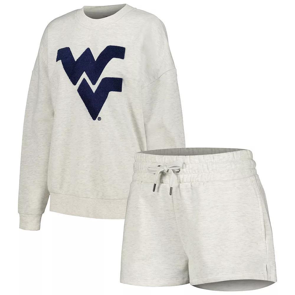 Women's Gameday Couture Ash West Virginia Mountaineers Team Effort Pullover Sweatshirt & Shorts Sleep Set, Size: 3XL, Black Product Image