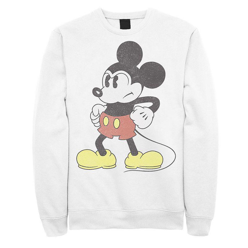 Disney's Mickey & Friends Mickey Mouse Men's Retro Grumpy Sweatshirt, Size: Large, White Product Image