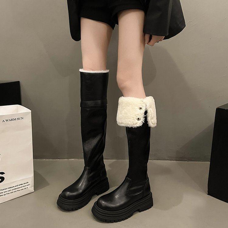 Fleece Lined Platform Tall Boots Product Image