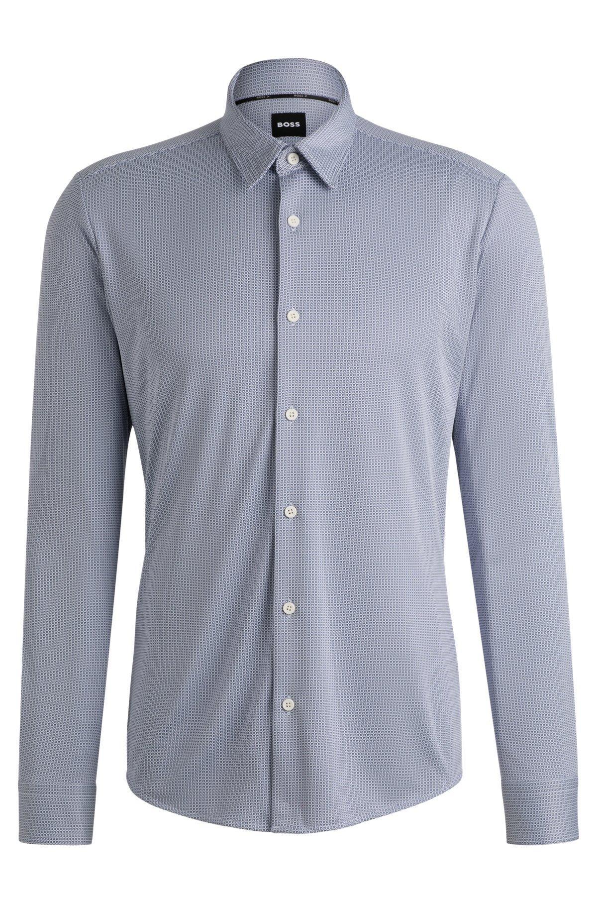 Slim-fit shirt in patterned performance fabric Product Image