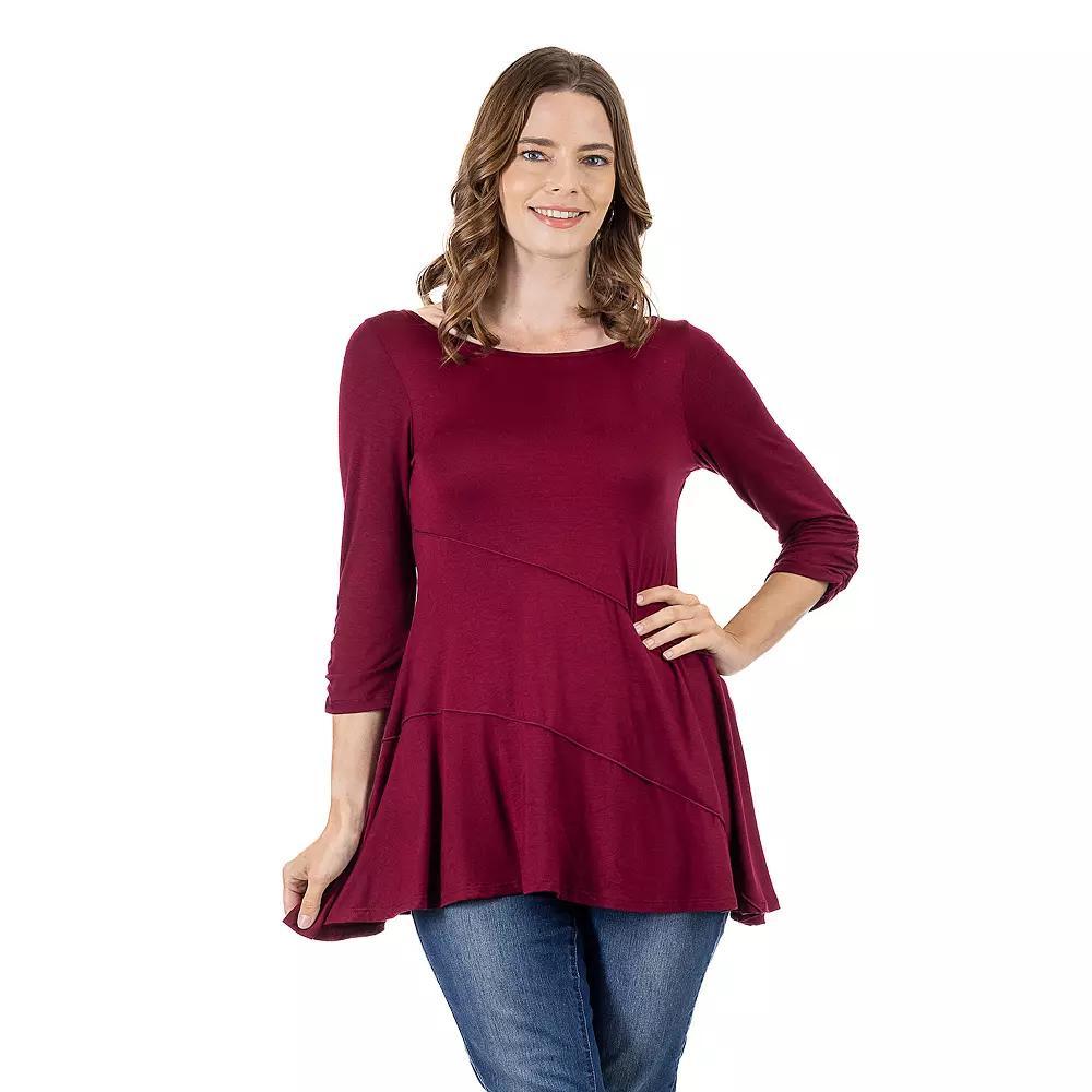 Women's 24Seven Comfort Apparel Ruched Swing Tunic Top, Size: Small, Red Product Image