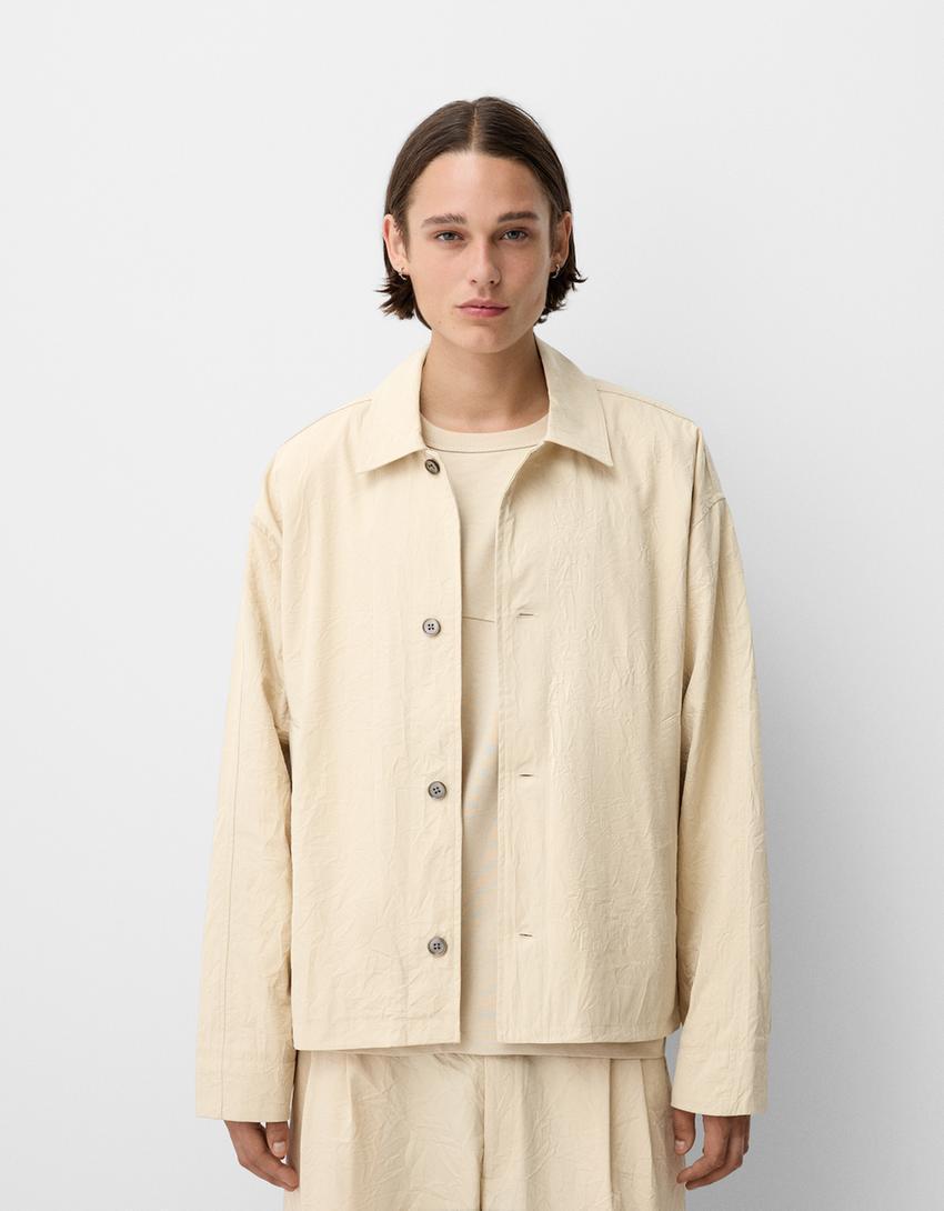 Creased boxy fit overshirt Product Image