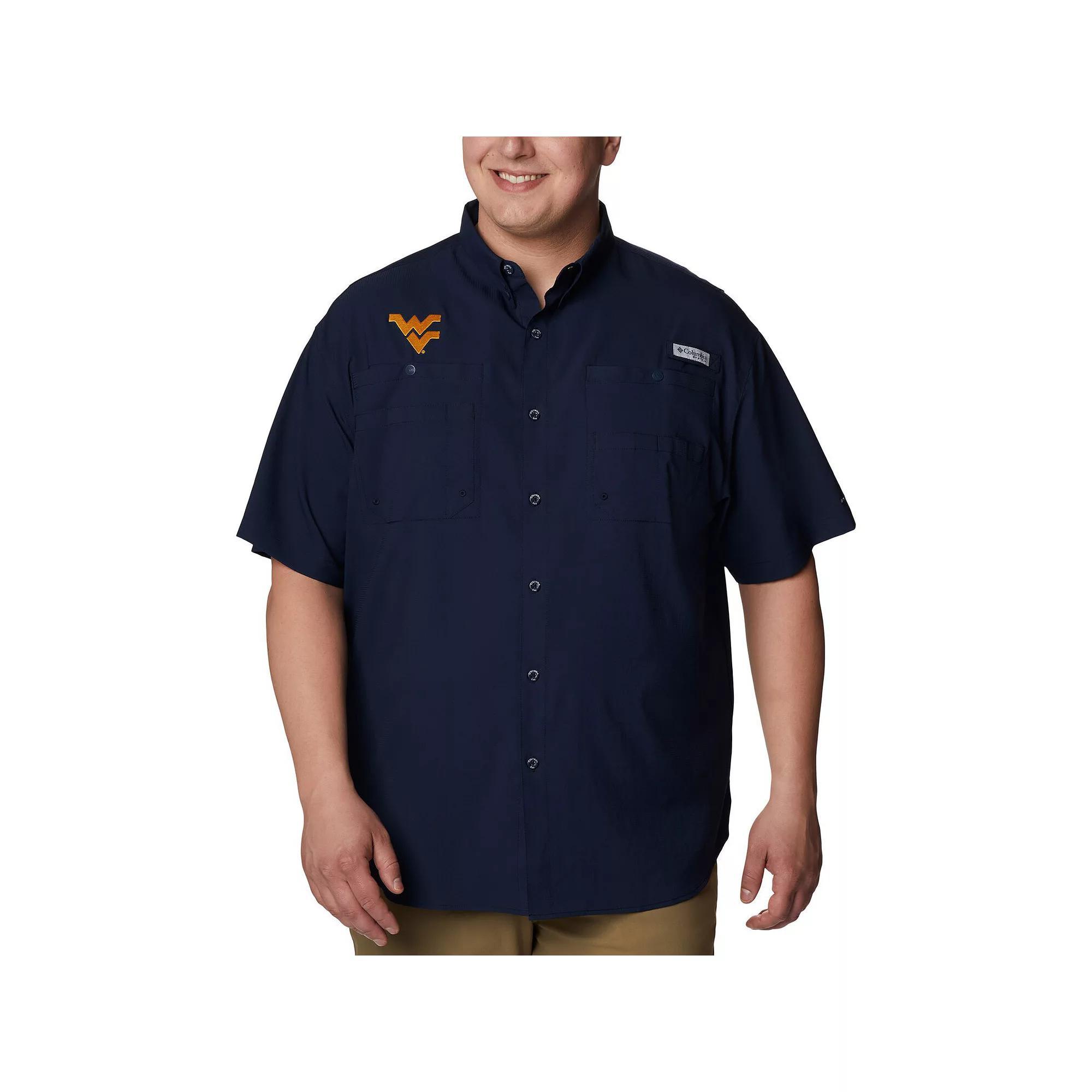 Men's Columbia Navy West Virginia Mountaineers Big & Tall Tamiami Omni-Shade Button-Down Shirt,  Product Image
