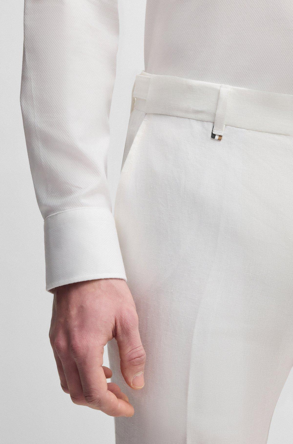 BOSS - Formal trousers in linen canvas - White Product Image