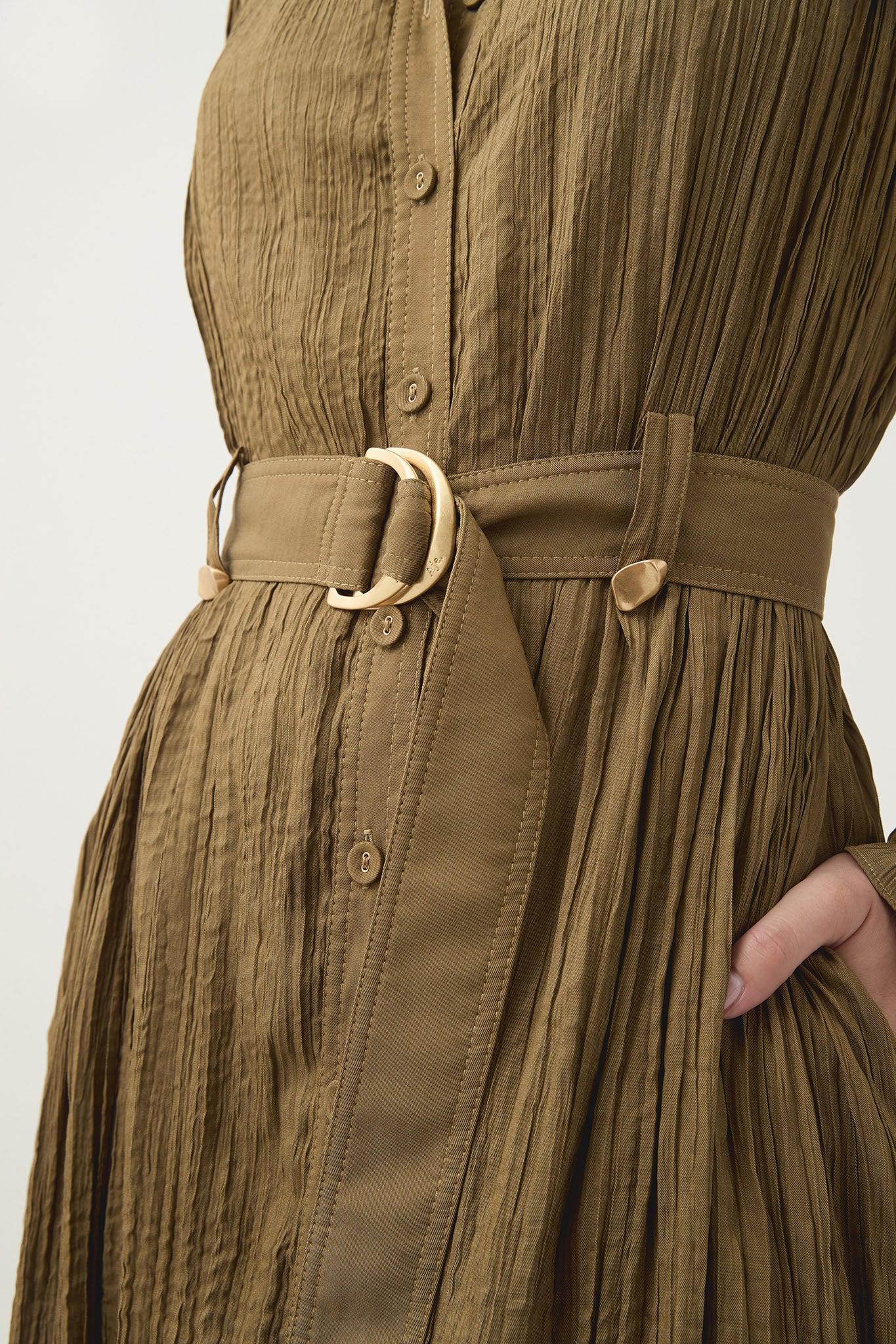 Bays Crushed Pleat Midi Dress Product Image