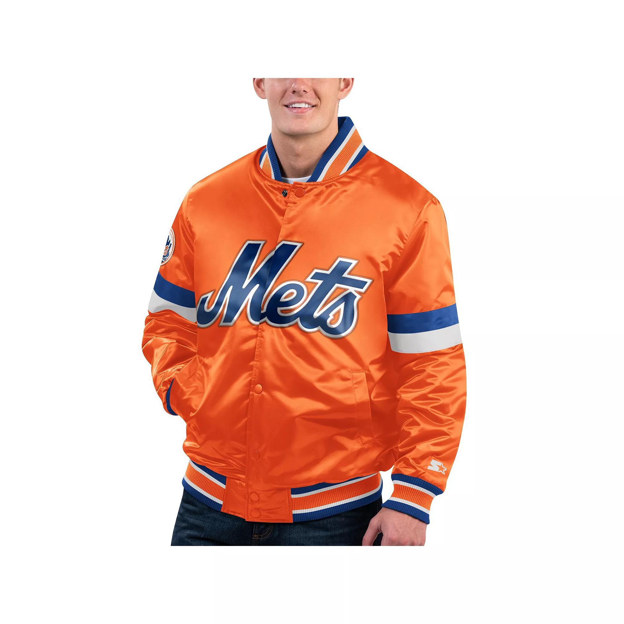 Men's Starter Orange New York Mets Home Game Satin Full-Snap Varsity Jacket,  Product Image