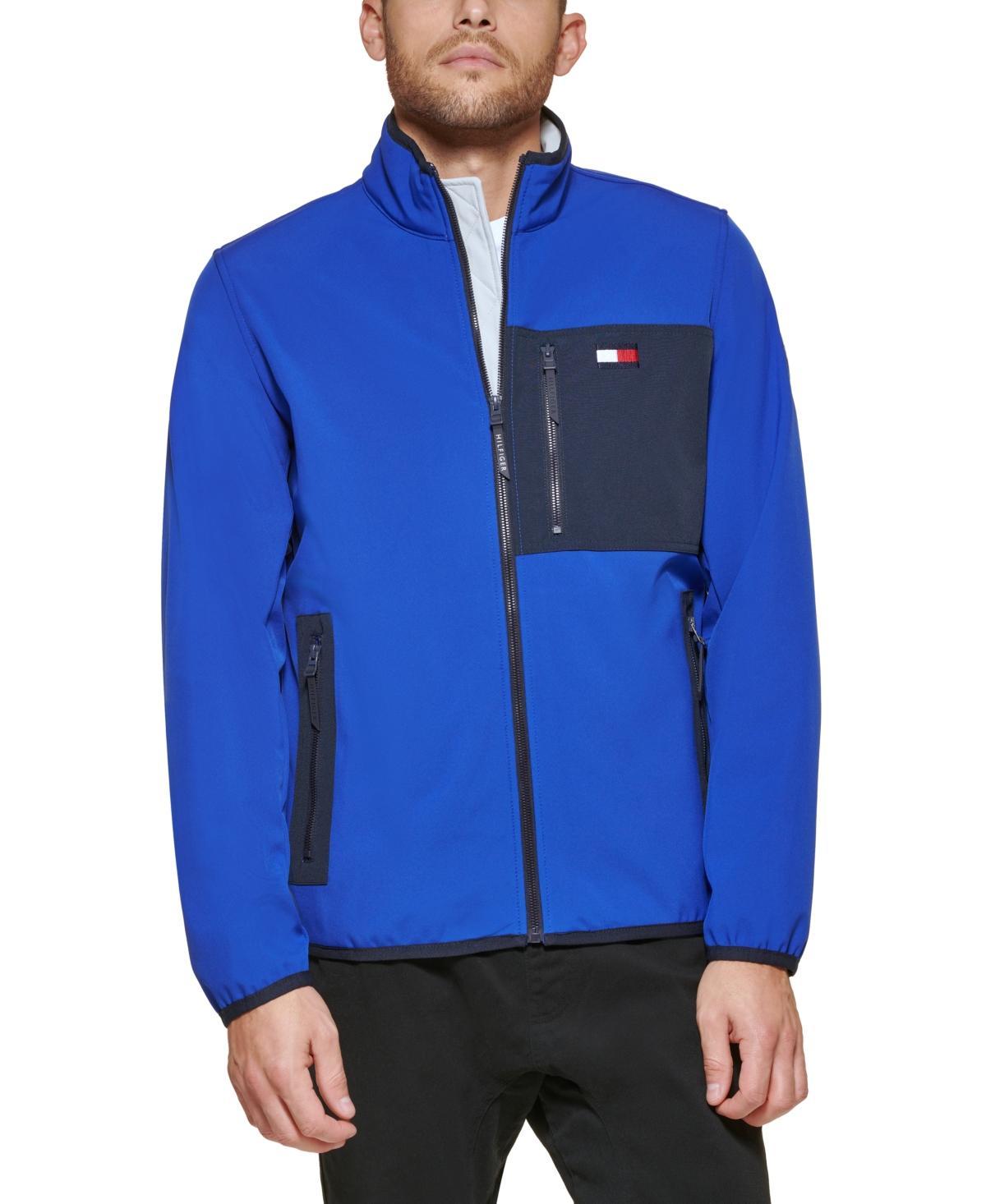 Tommy Hilfiger Mens Regular-Fit Colorblocked Soft Shell Jacket - Red Product Image