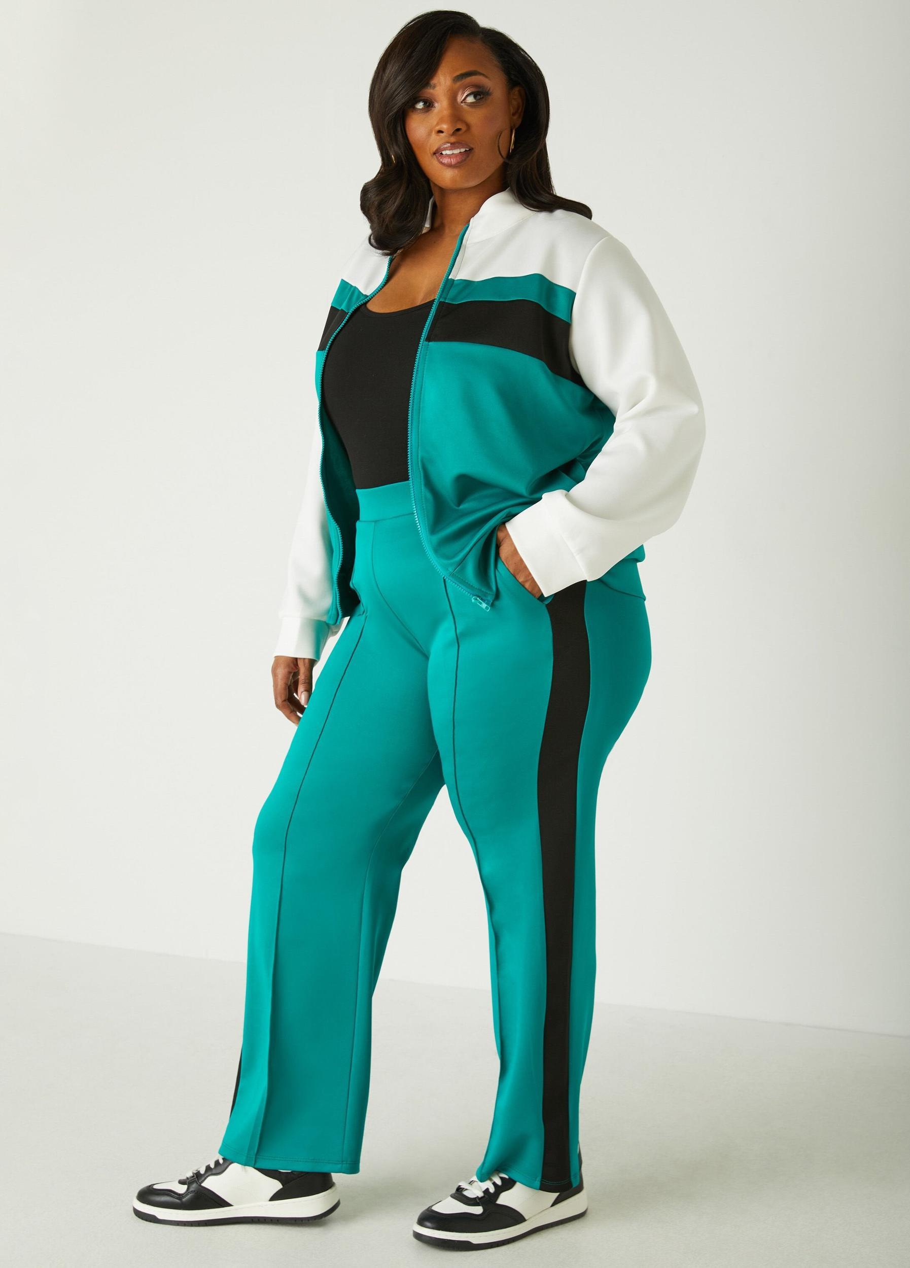 Plus Size Colorblock Zip Front Track Jacket Ashley Stewart Product Image