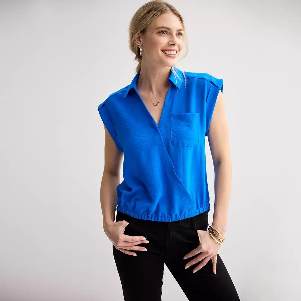 Women's Nine West Dolman Surplice Shirt, Size: XXL, Santorini Blue Product Image